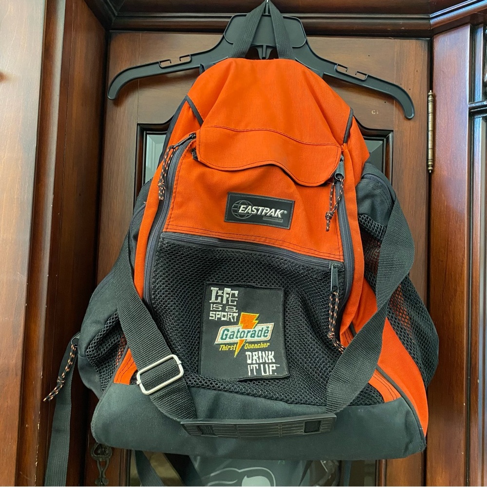 Vintage Eastpak Gatorade Collab Backpack Hiking Pack Orange Black Shoulder Strap